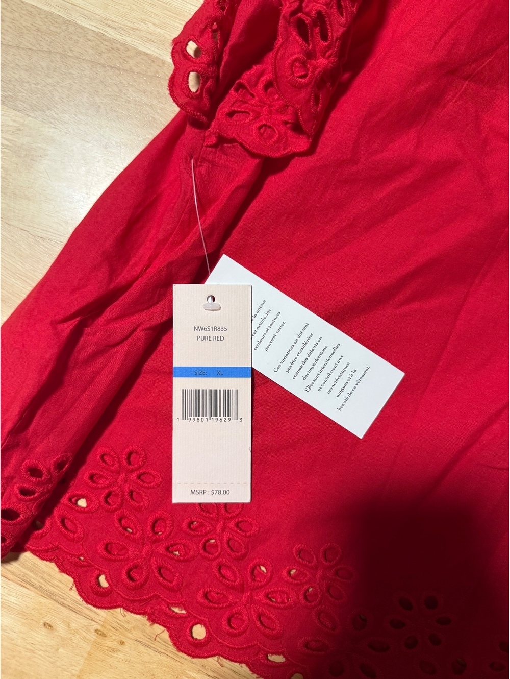 Nanette by Nanette Lepore Women’s XL Red Eyelet Embroidered Blouse NWT - Picture 8 of 8